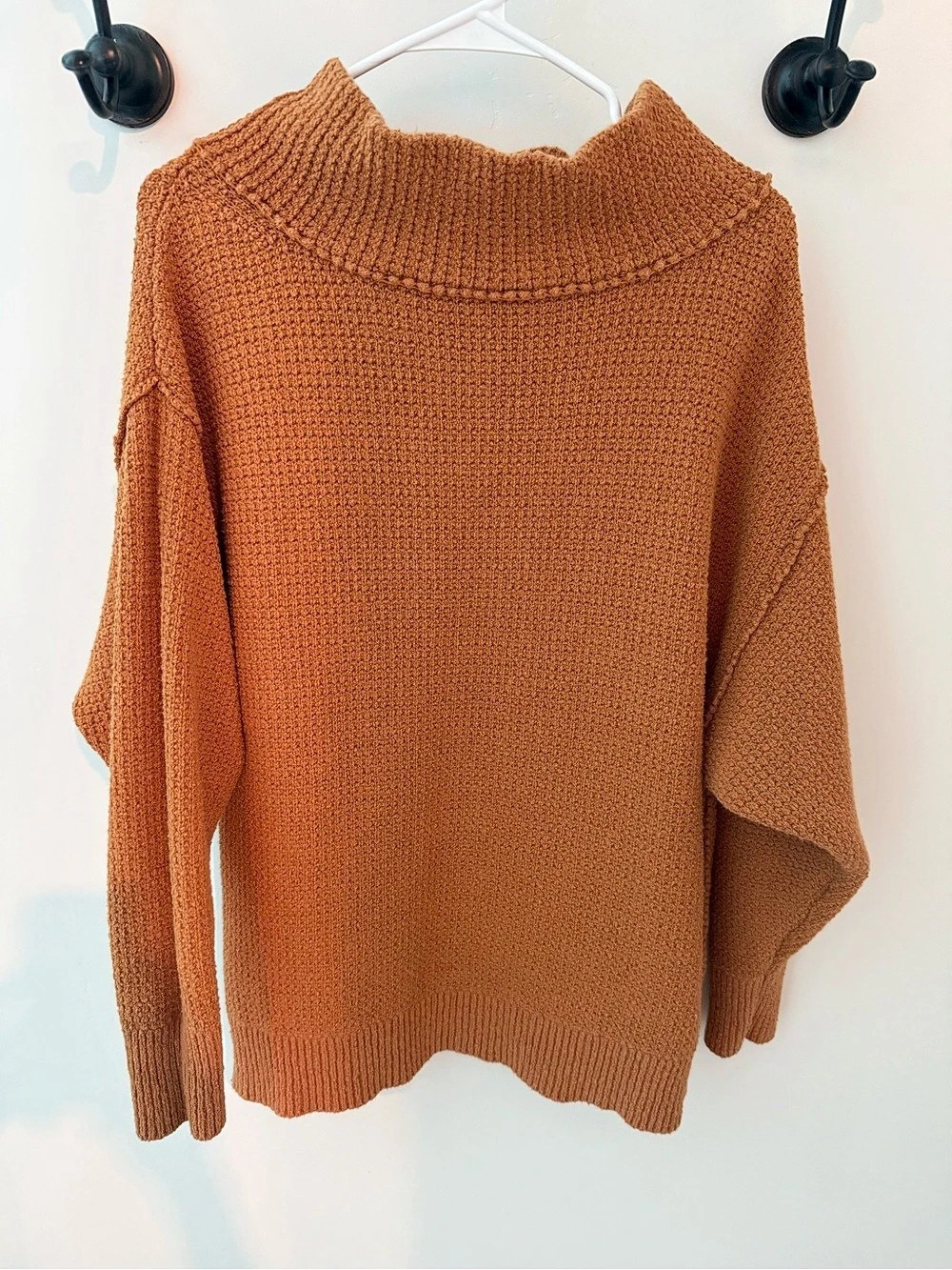 Free People Slouchy Tunic Cowl Neck Sweater Brown Small
